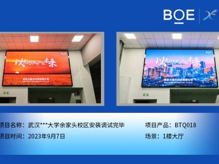 武漢***大學余家頭校區(qū)1樓大廳BTQ018安裝調(diào)試完畢