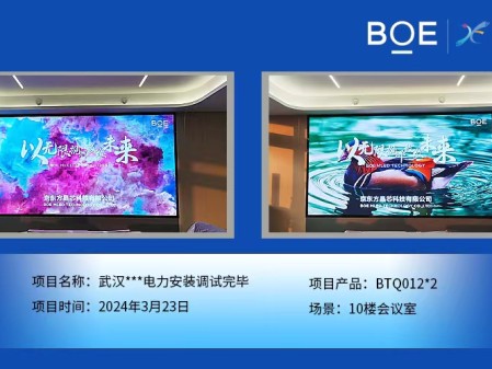 武漢**電力10樓會(huì)議室2塊BTQ012安裝調(diào)試完畢